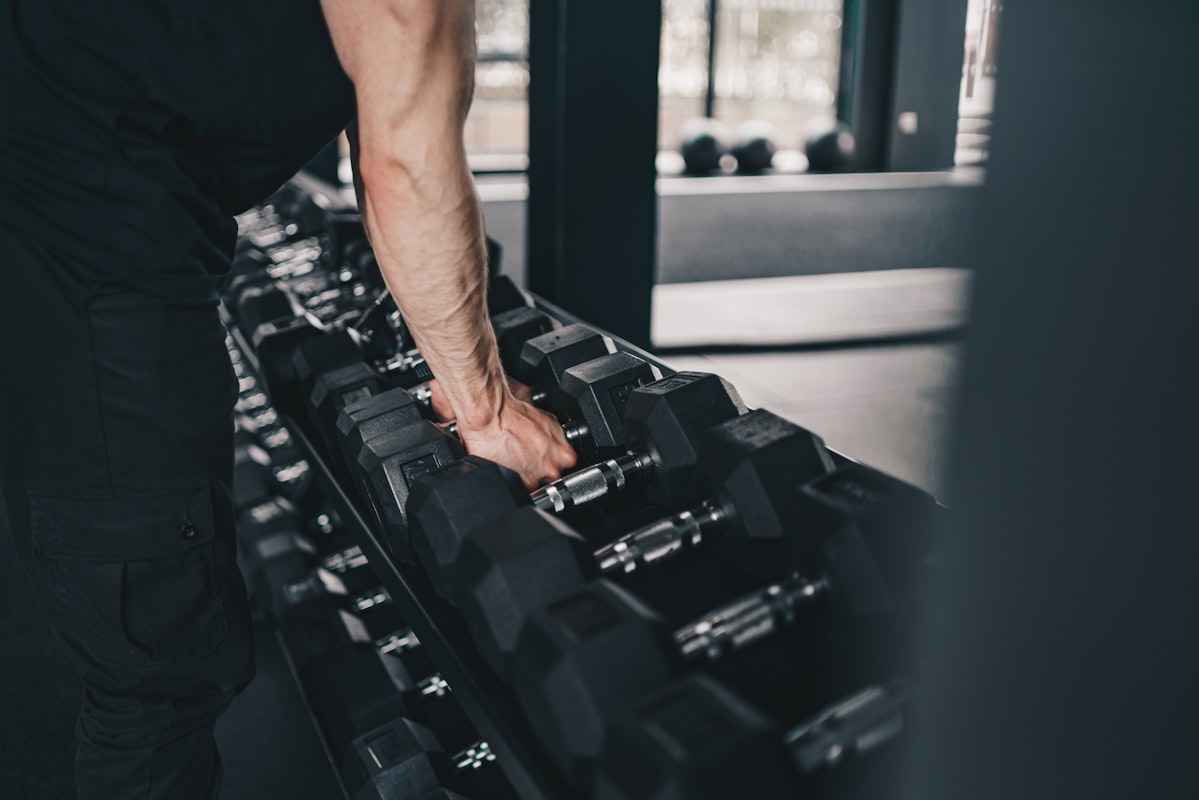 Man measuring fitness progress